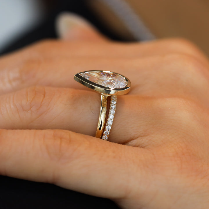 4 ct Pear Bezel Diamond Engagement RIng