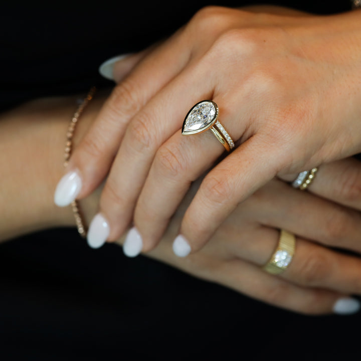 4 ct Pear Bezel Diamond Engagement RIng