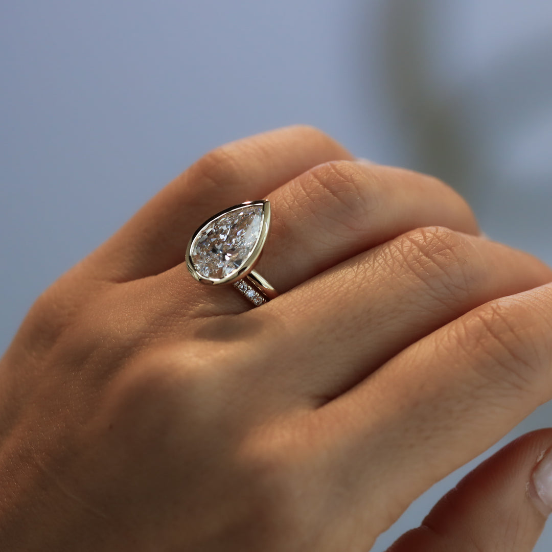 4 ct Pear Bezel Diamond Engagement RIng