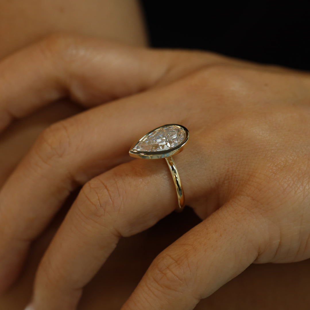 4 ct Pear Bezel Diamond Engagement RIng