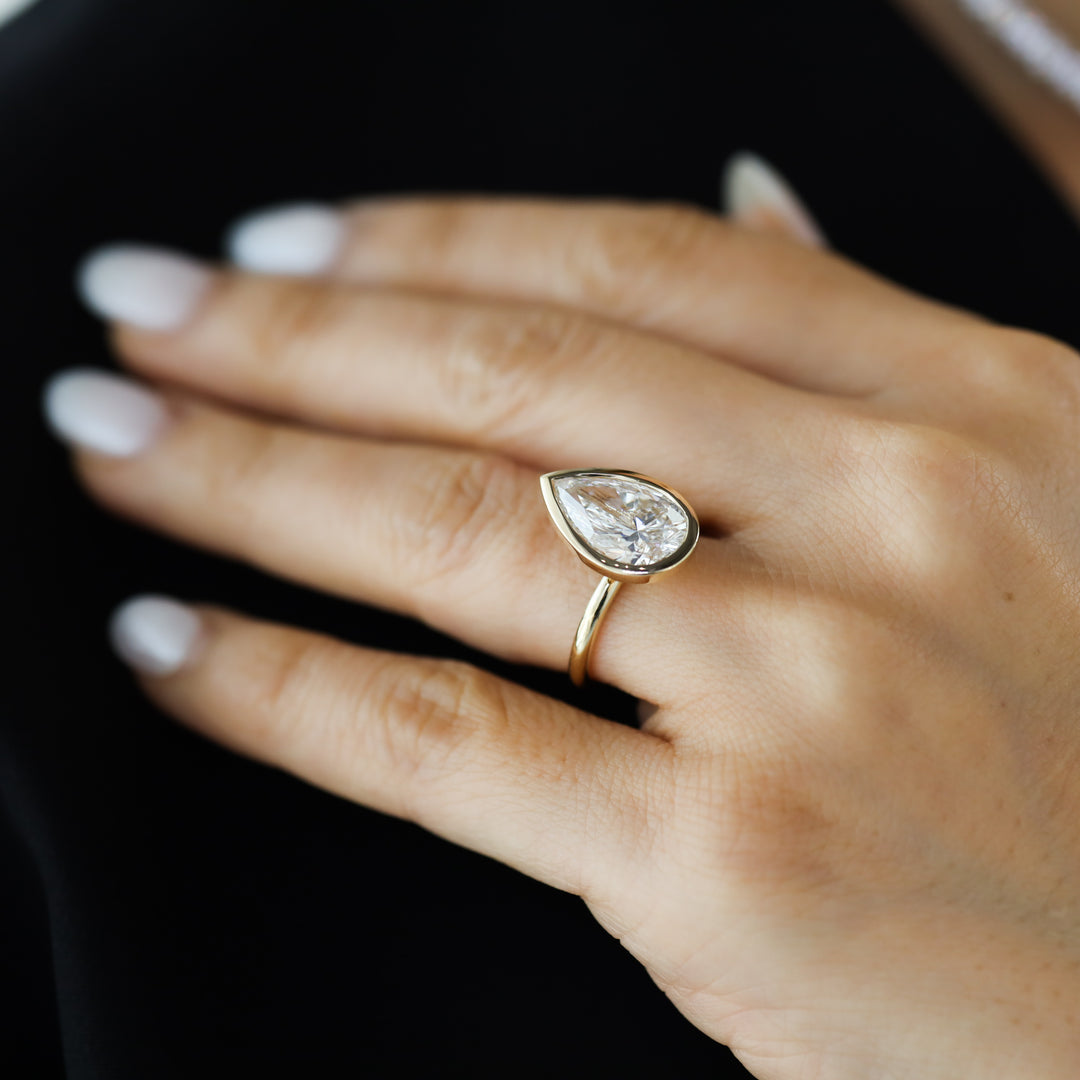 4 ct Pear Bezel Diamond Engagement RIng