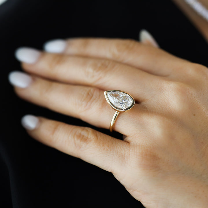4 ct Pear Bezel Diamond Engagement RIng