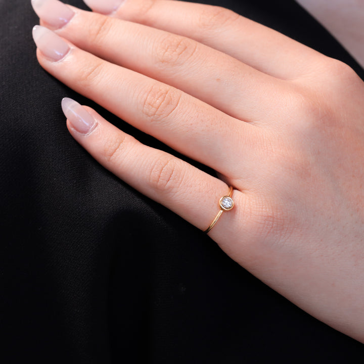 Dainty Bezel Setting 0.1 ct. Diamond Ring in 14K Gold