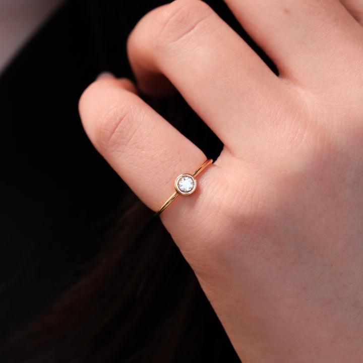 Dainty Bezel Setting 0.1 ct. Diamond Ring in 14K Gold
