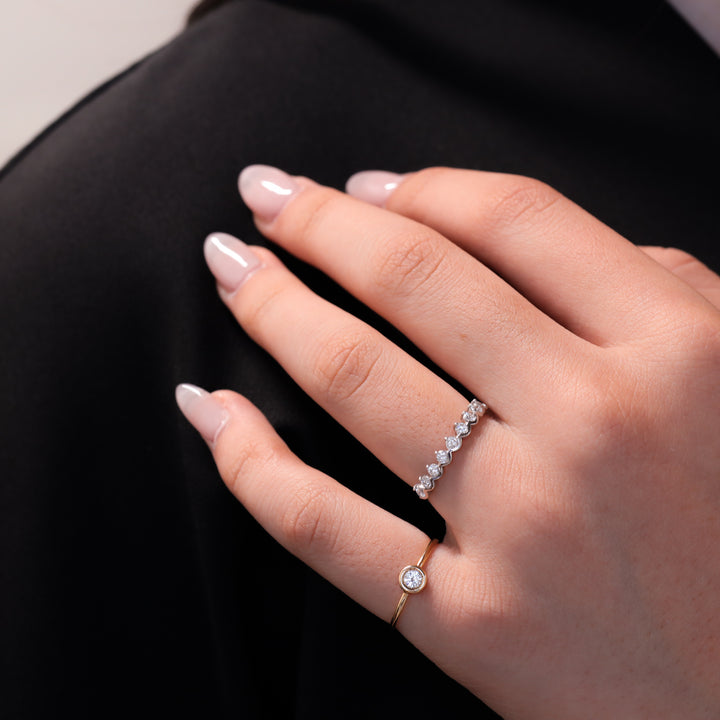Dainty Bezel Setting 0.1 ct. Diamond Ring in 14K Gold