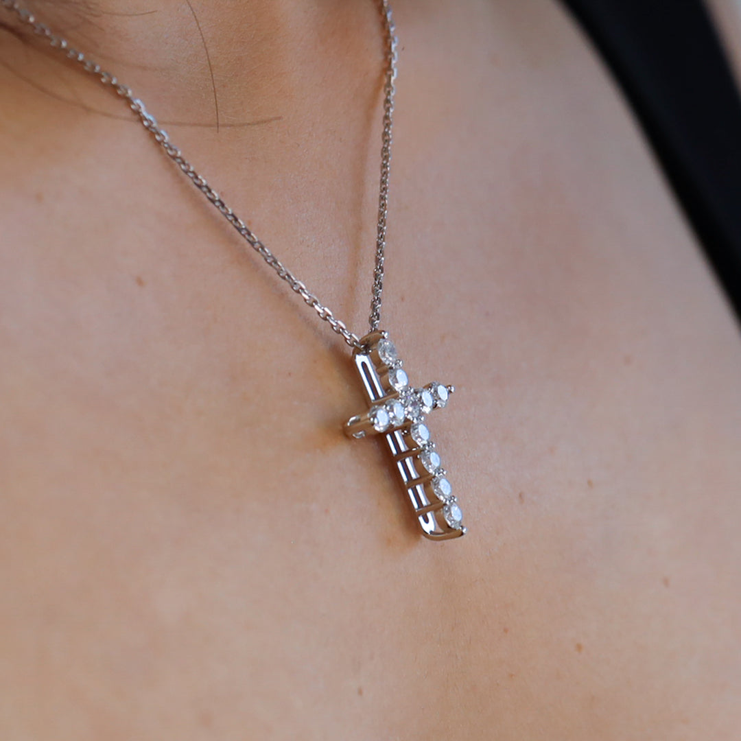 Cross Pandent Lab Diamond Necklace – Large