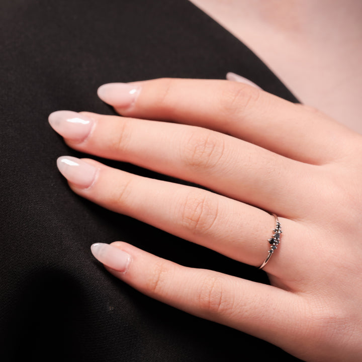 Black Diamond Cluster Ring in 14K Solid Gold