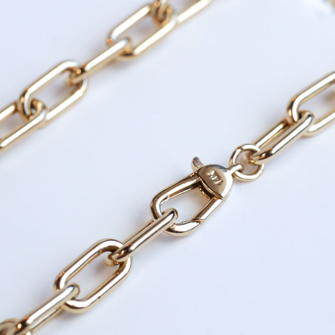 Chunky Chain Paperclip Necklace 1.8mm 14K Solid Gold