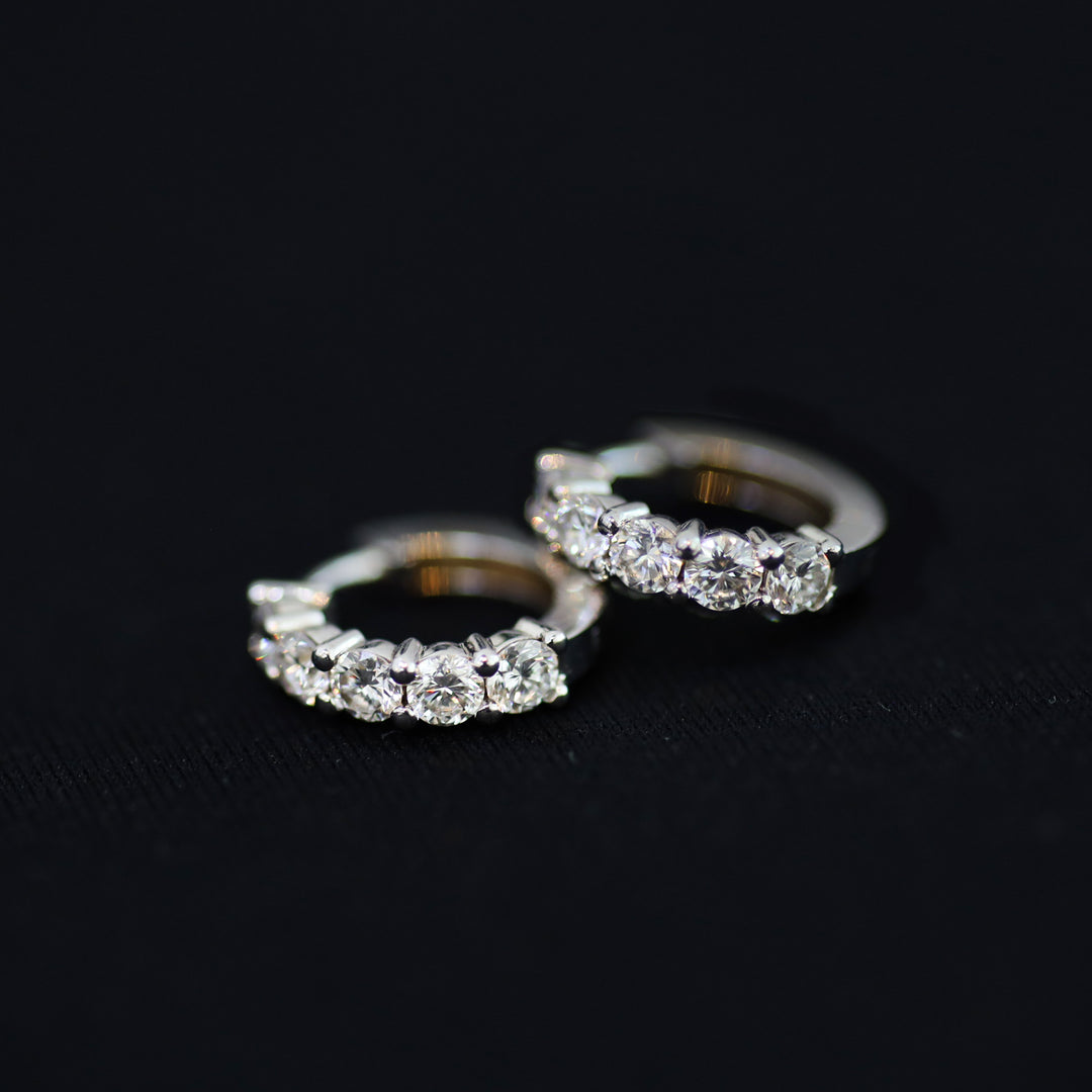 Chunky 5 Stones Lab Grown Diamond Huggie Hoop Earrings 1.0 ct.tw.– 13mm