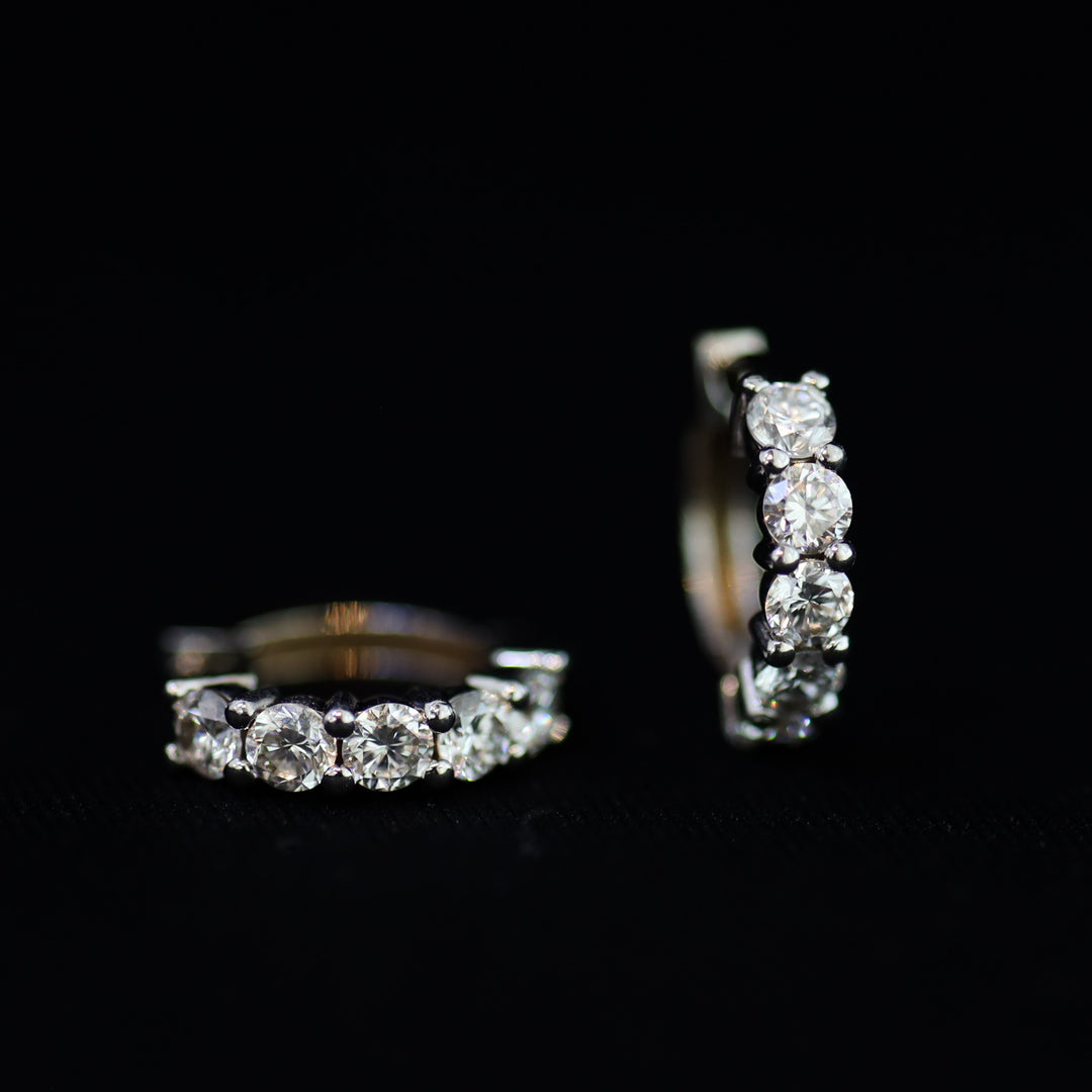 Chunky 5 Stones Lab Grown Diamond Huggie Hoop Earrings 1.0 ct.tw.– 13mm