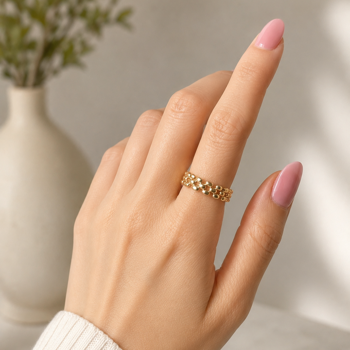 Flexible Chunky Chain Link Ring – 14K Solid Gold