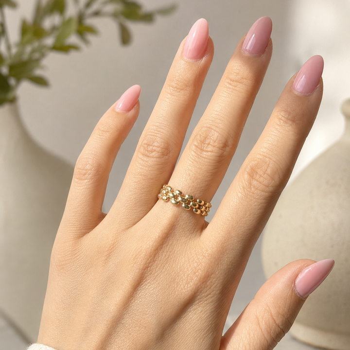 Flexible Chunky Chain Link Ring – 14K Solid Gold