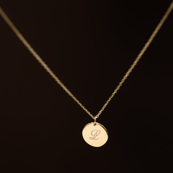14K Coin Custom Charm Initial Disk Layering Necklace