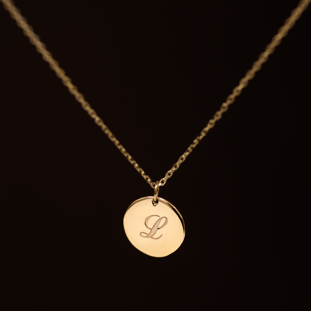 14K Coin Custom Charm Initial Disk Layering Necklace