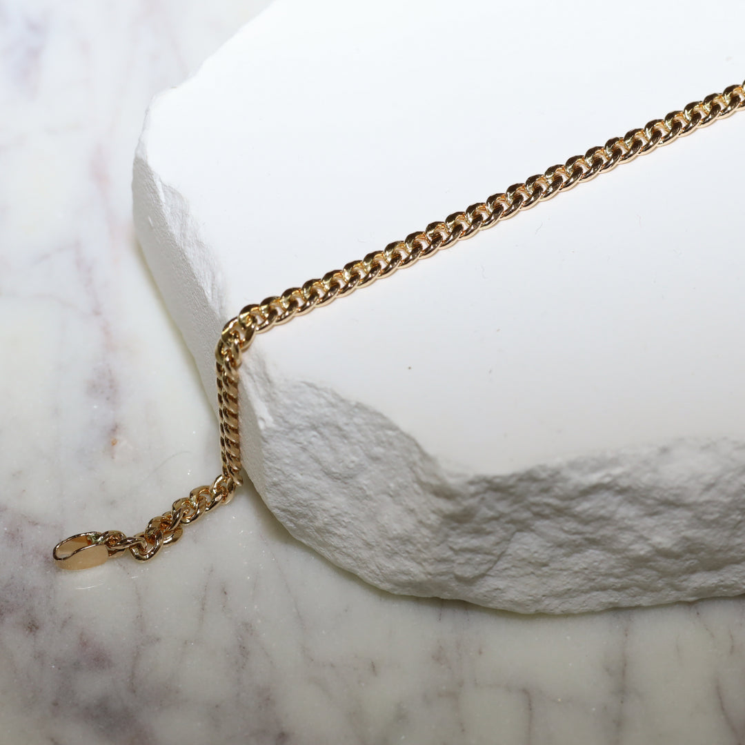 3mm Cuban Chain Bracelet in 14K Solid Gold