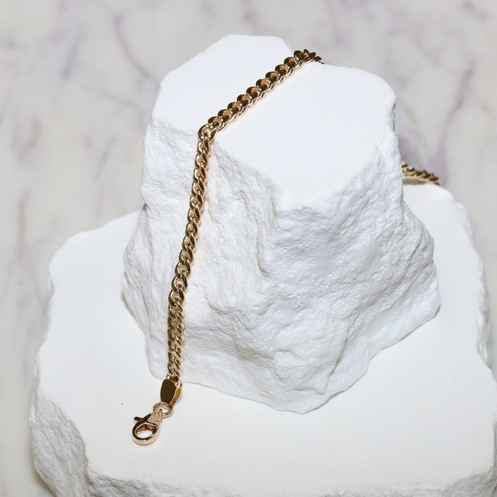 3mm Cuban Chain Bracelet in 14K Solid Gold