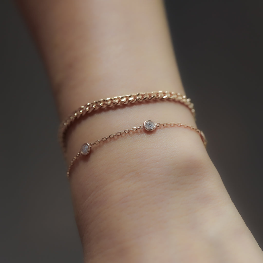3mm Cuban Chain Bracelet in 14K Solid Gold