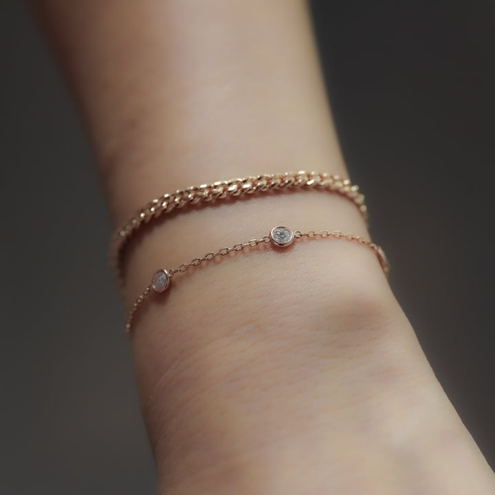 3mm Cuban Chain Bracelet in 14K Solid Gold
