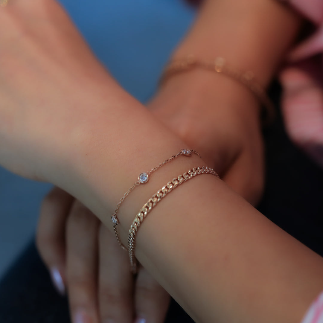 3mm Cuban Chain Bracelet in 14K Solid Gold