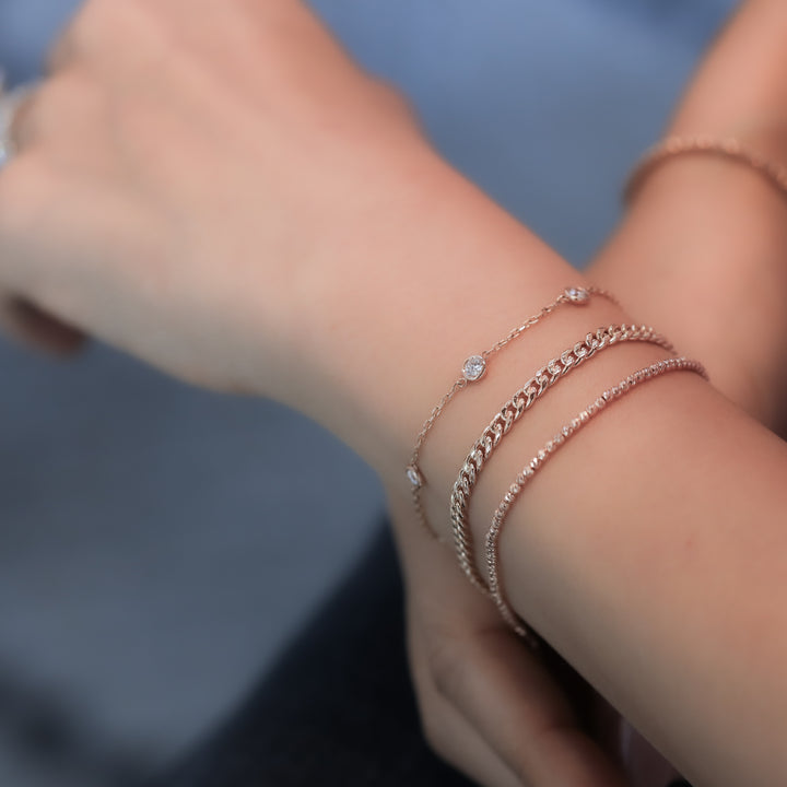3mm Cuban Chain Bracelet in 14K Solid Gold