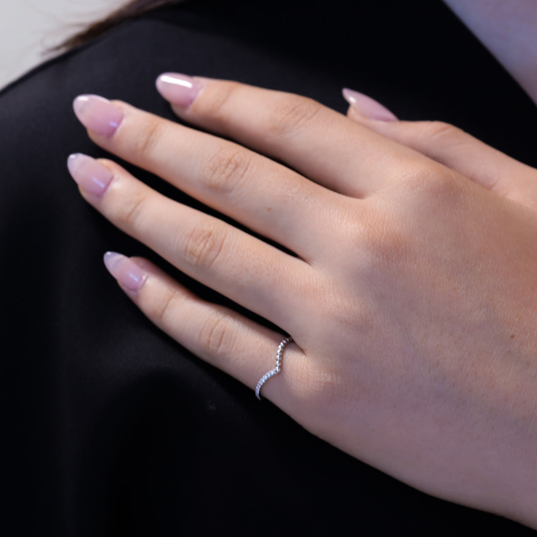 Chevron V Shape Lab Diamond Ring – Wedding Band Ring