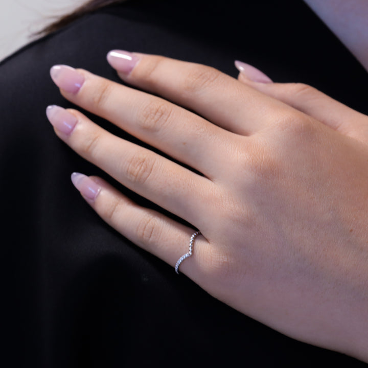 Chevron V Shape Lab Diamond Ring – Wedding Band Ring
