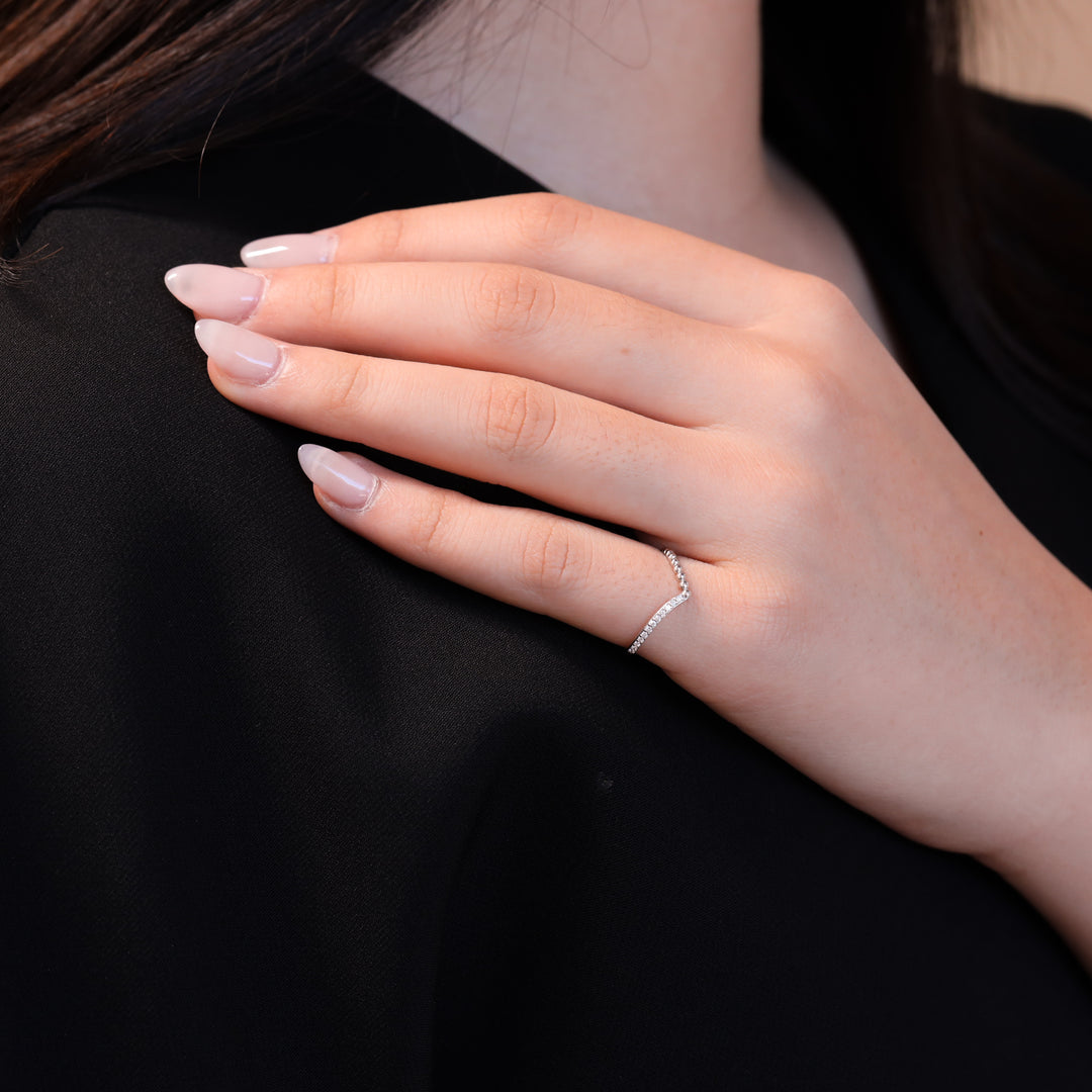 Chevron V Shape Lab Diamond Ring – Wedding Band Ring