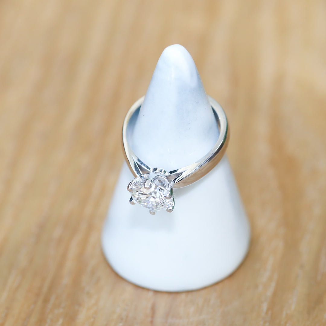 2 ct Round Brilliant Solitaire Lab Diamond Engagement Ring with Cathedral Setting and Tapered Band