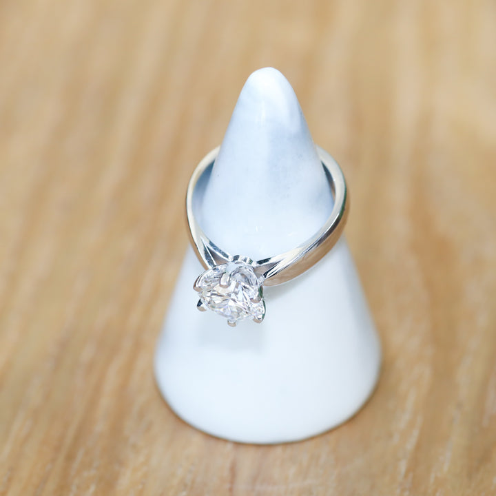 2 ct Round Brilliant Solitaire Lab Diamond Engagement Ring with Cathedral Setting and Tapered Band