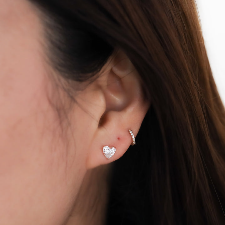 Lab Grown Diamond Huggie Hoop 7.5mm Earrings – 14K Gold Single or Pair