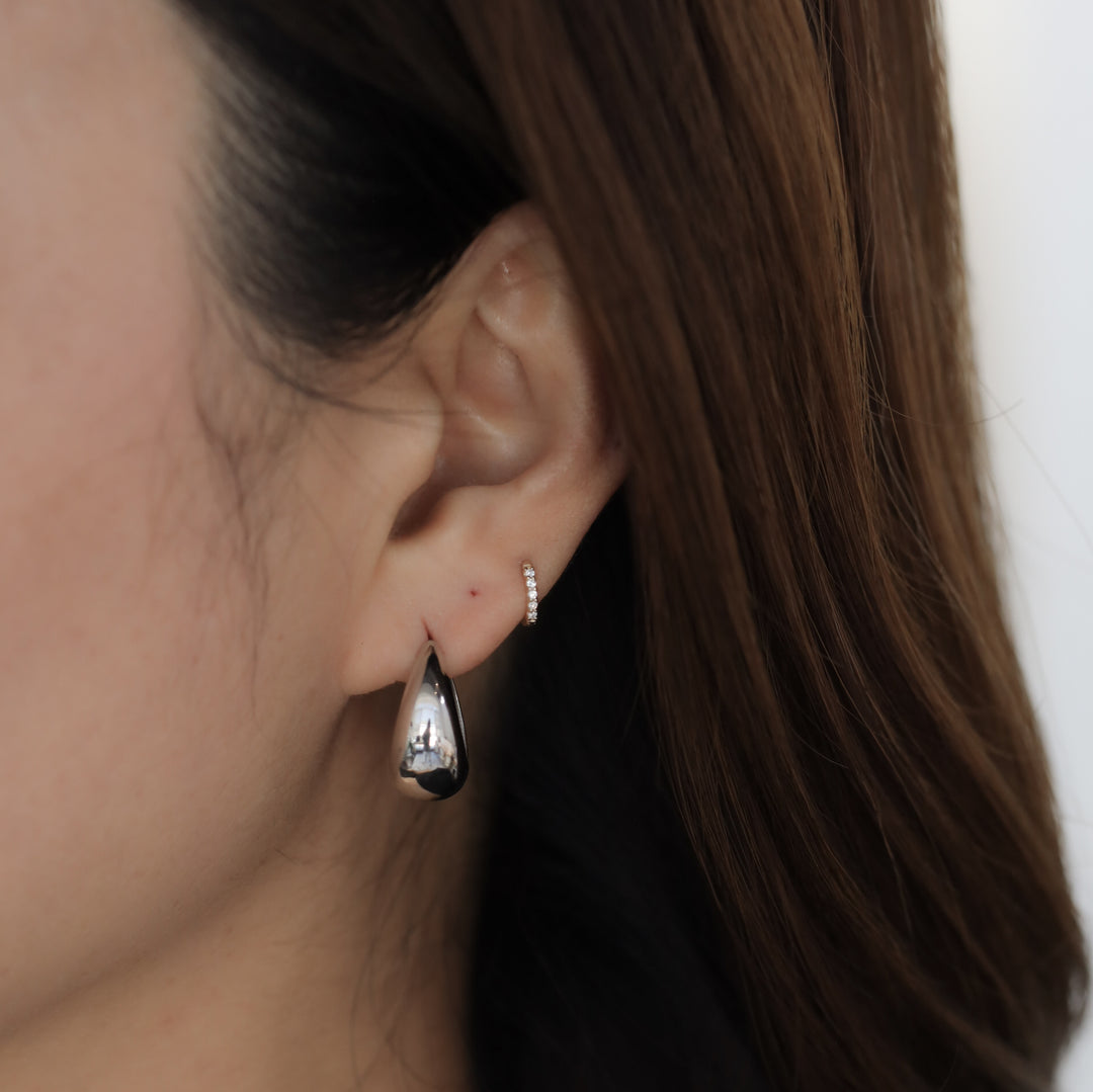Lab Grown Diamond Huggie Hoop 7.5mm Earrings – 14K Gold Single or Pair