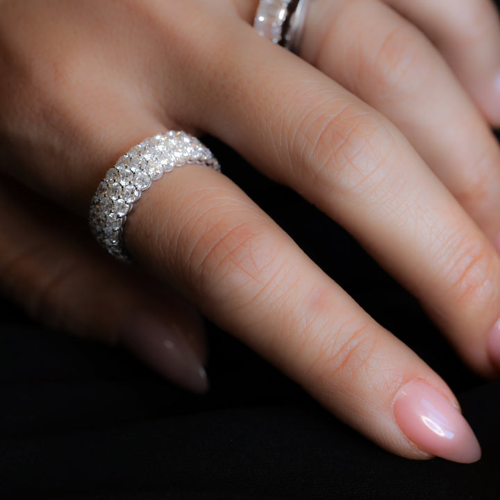 3 Row Pavé Lab-Grown Diamond Eternity Ring Band
