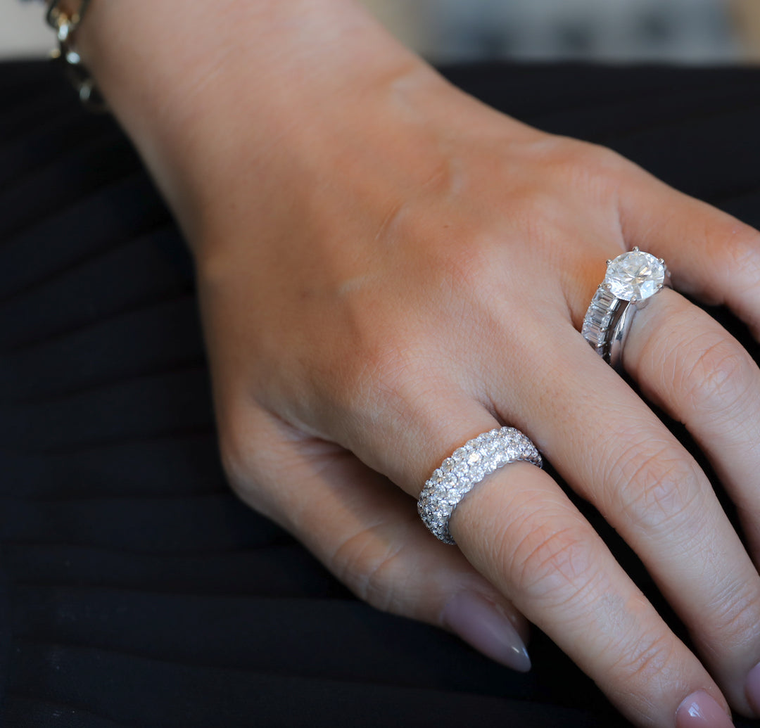 3 Row Pavé Lab-Grown Diamond Eternity Ring Band