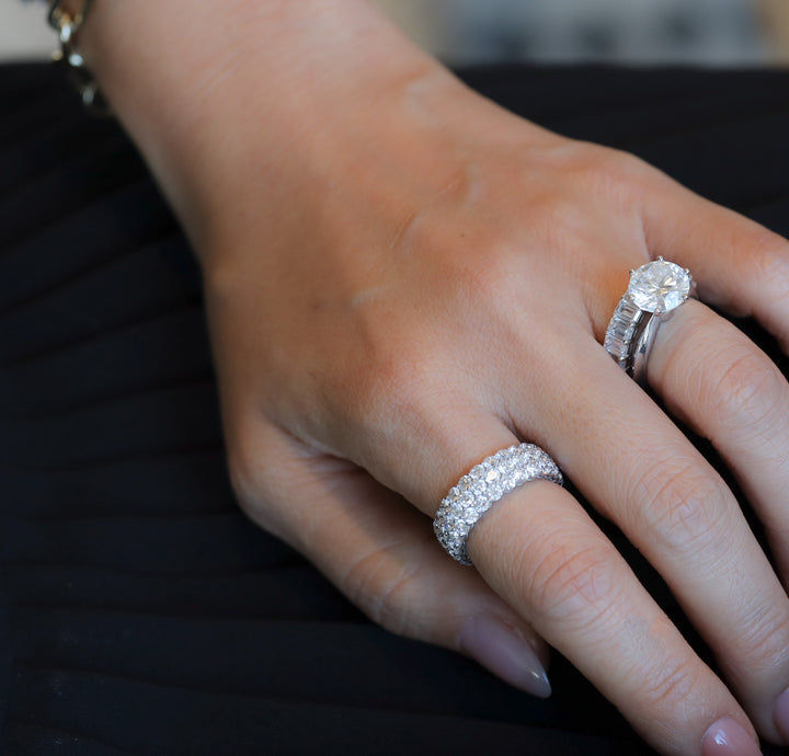 3 Row Pavé Lab-Grown Diamond Eternity Ring Band