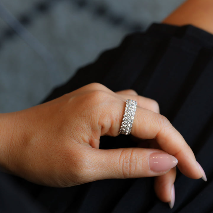 3 Row Pavé Lab-Grown Diamond Eternity Ring Band