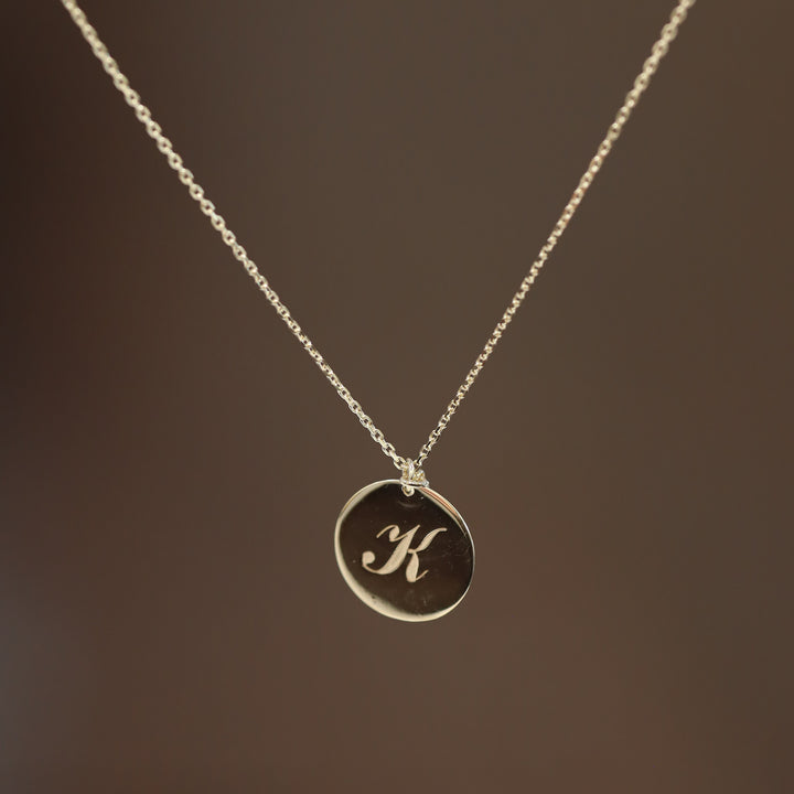 14K Coin Custom Charm Initial Disk Layering Necklace with Lab Diamond Cross Accent