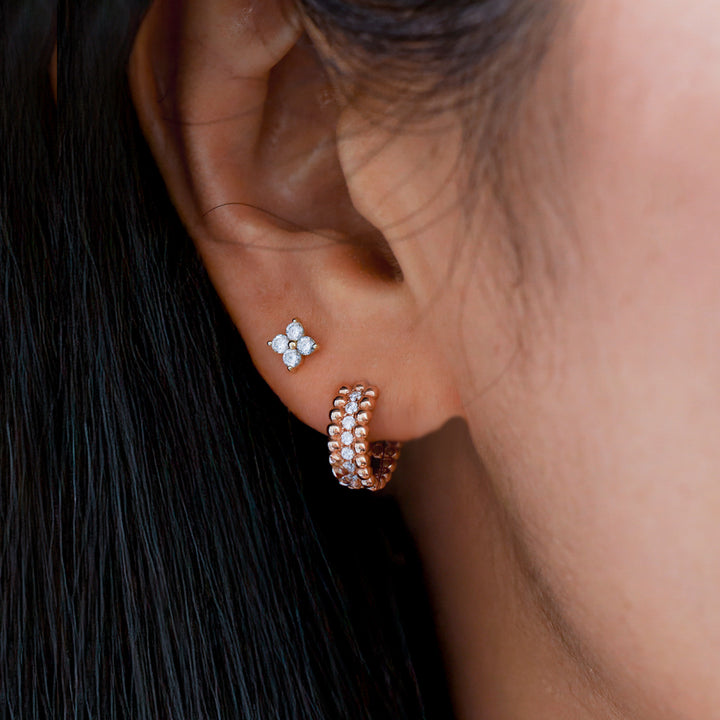 Beaded Eternity Lab Diamond Hoop Earrings (11mm , 13mm)
