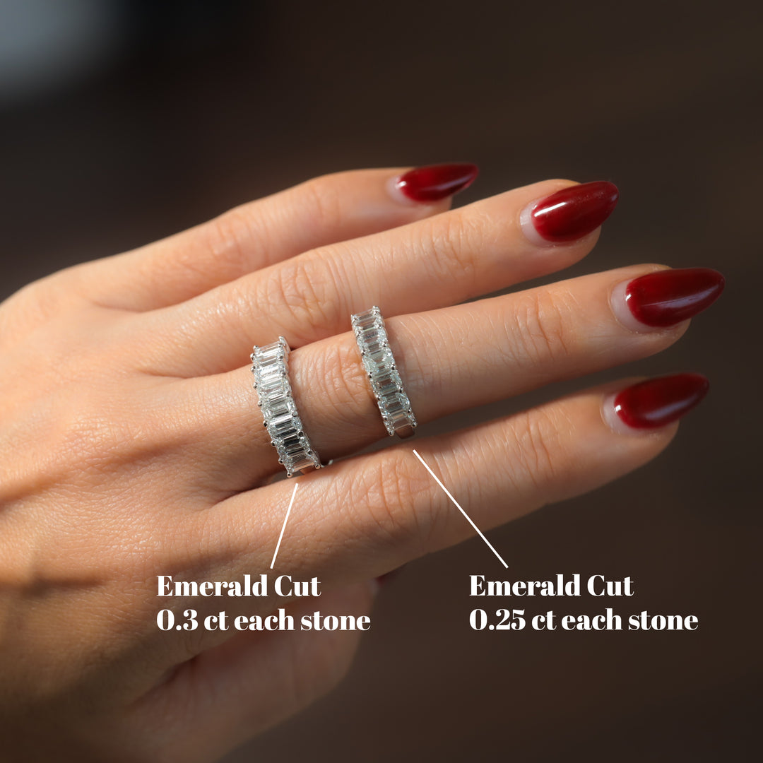 Lab-Grown Emerald-Cut Diamond Half Eternity Ring