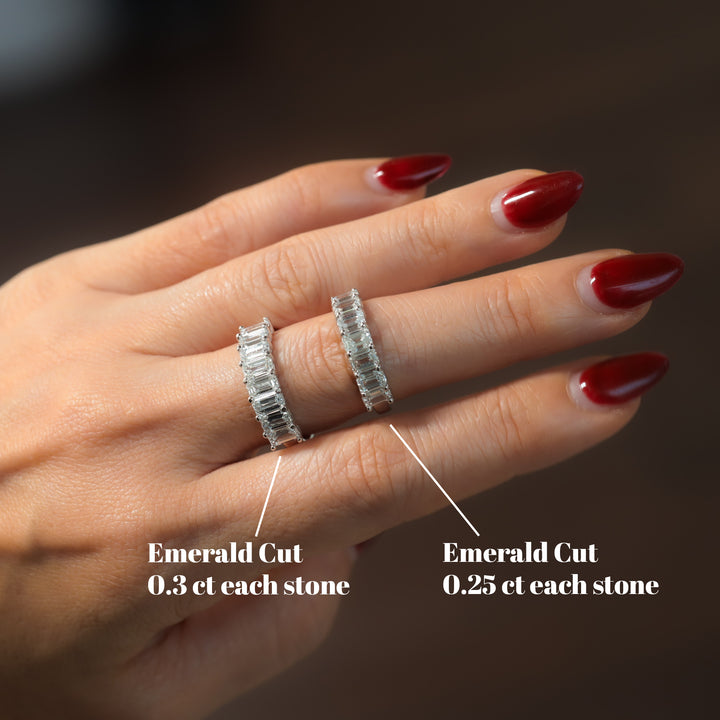 Lab-Grown Emerald-Cut Diamond Half Eternity Ring