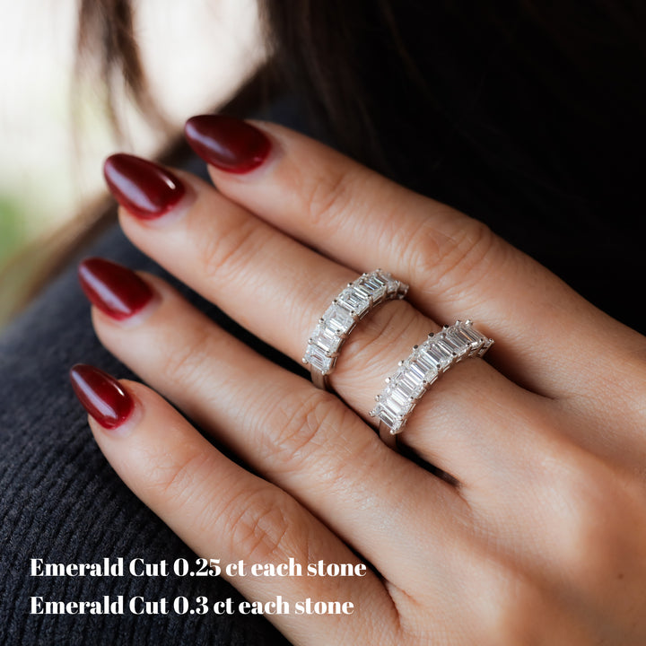Lab-Grown Emerald-Cut Diamond Half Eternity Ring