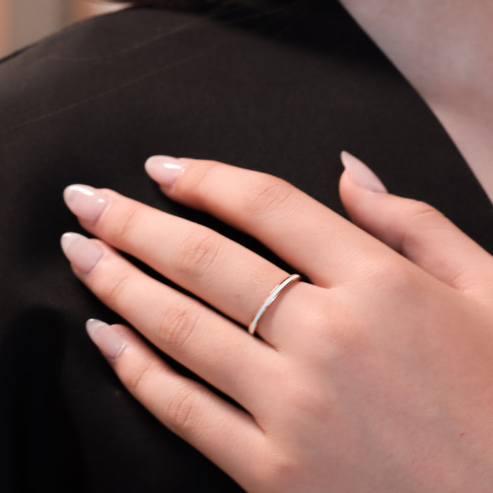 Minimalist Enamel 2mm band ring 14K Solid Gold