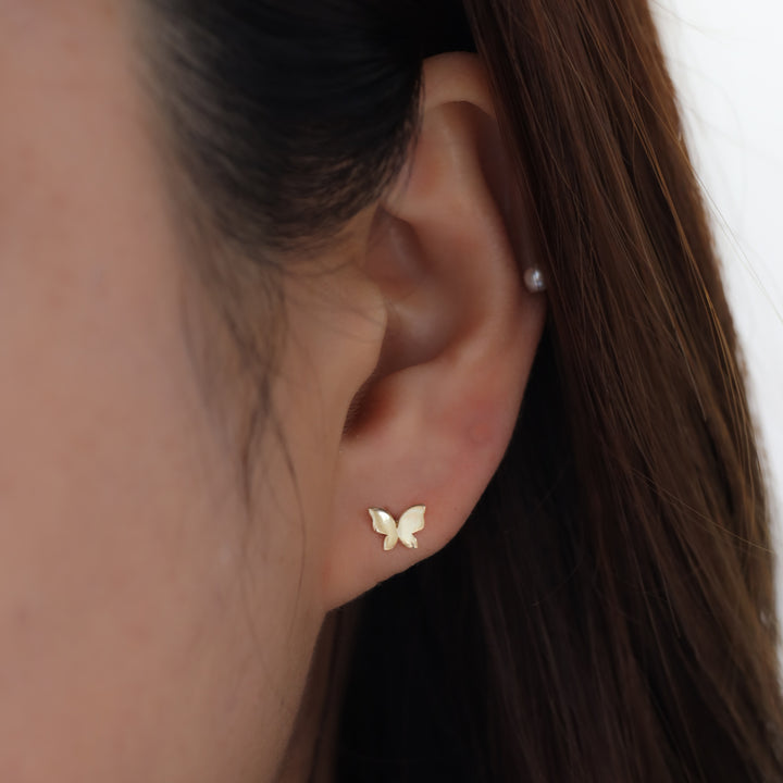 Butterfly Studs Earrings in 14K Solid Gold