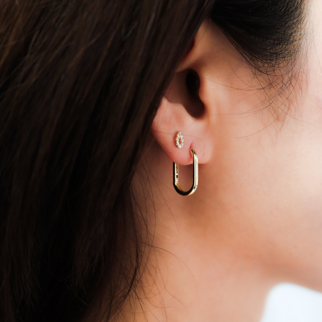 Halo Teardrop Stud Earrings – Pavé Diamond Pear Halo Studs in 14K Gold