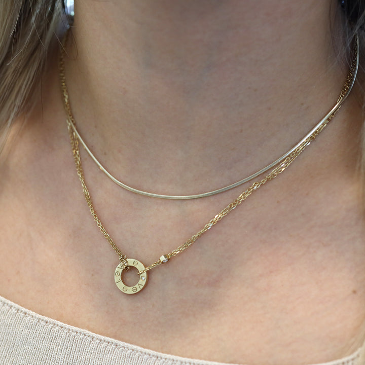 14K Round Silky Snake herringbone Chain, Plain Solid Gold Chain, Layering Chain Necklace