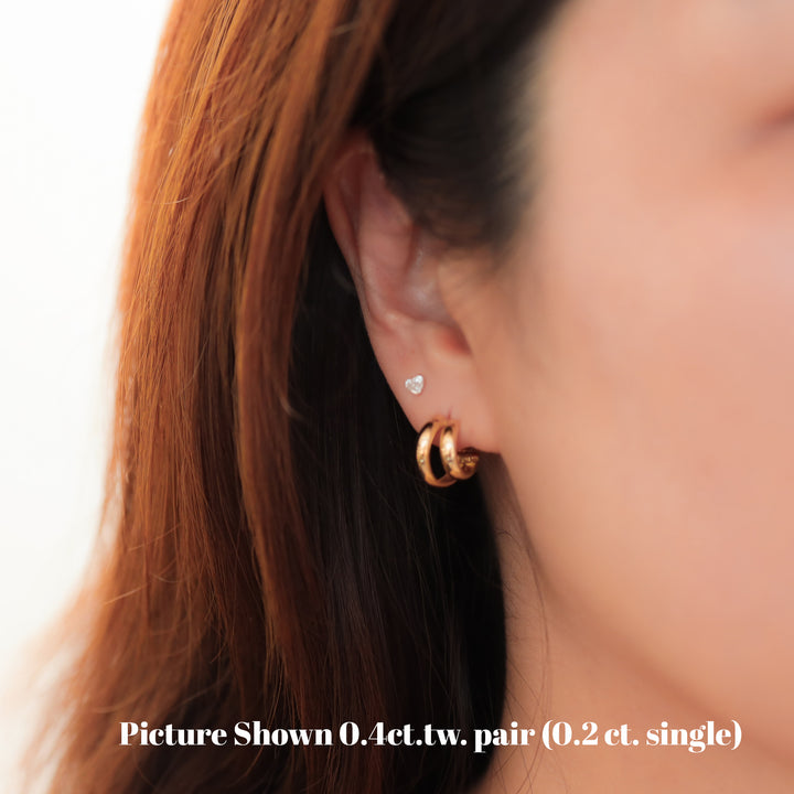 Petite Heart Lab Grown Diamond Stud Earrings, 0.4 ct.tw. per pair (Single or Pair)