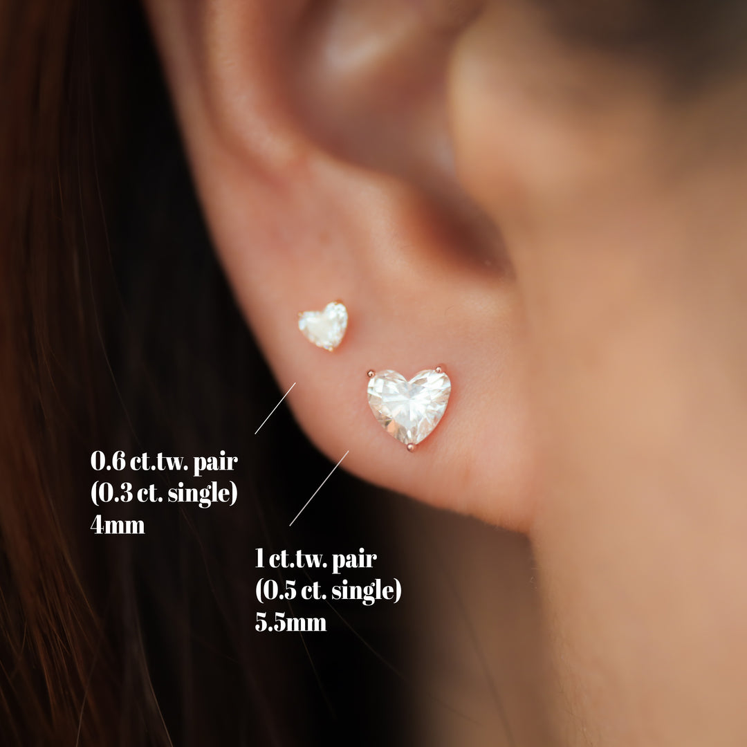 Petite Heart Lab Grown Diamond Stud Earrings, 0.4 ct.tw. per pair (Single or Pair)