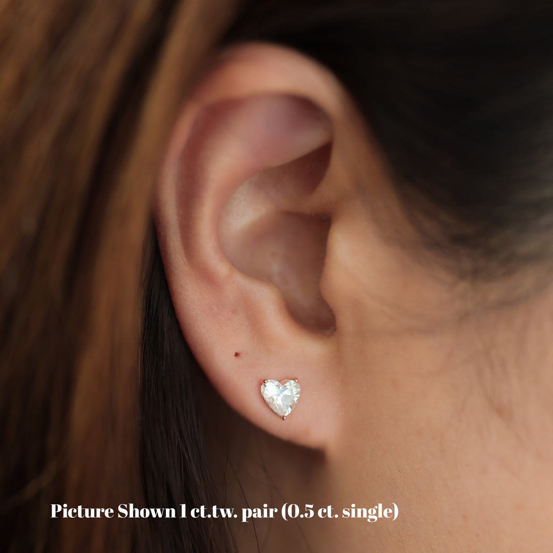 Petite Heart Lab Grown Diamond Stud Earrings, 0.4 ct.tw. per pair (Single or Pair)