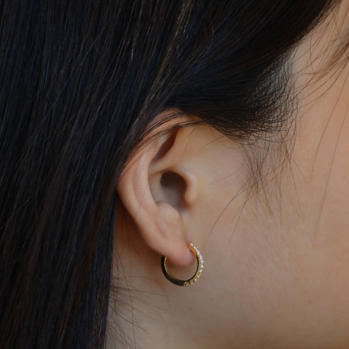 Lab Grown Diamond Huggie Hoop 13mm Earrings – 14K Gold Single or Pair
