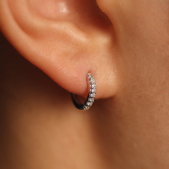 Lab Grown Diamond Huggie Hoop 10mm Earrings – 14K Gold Single or Pair