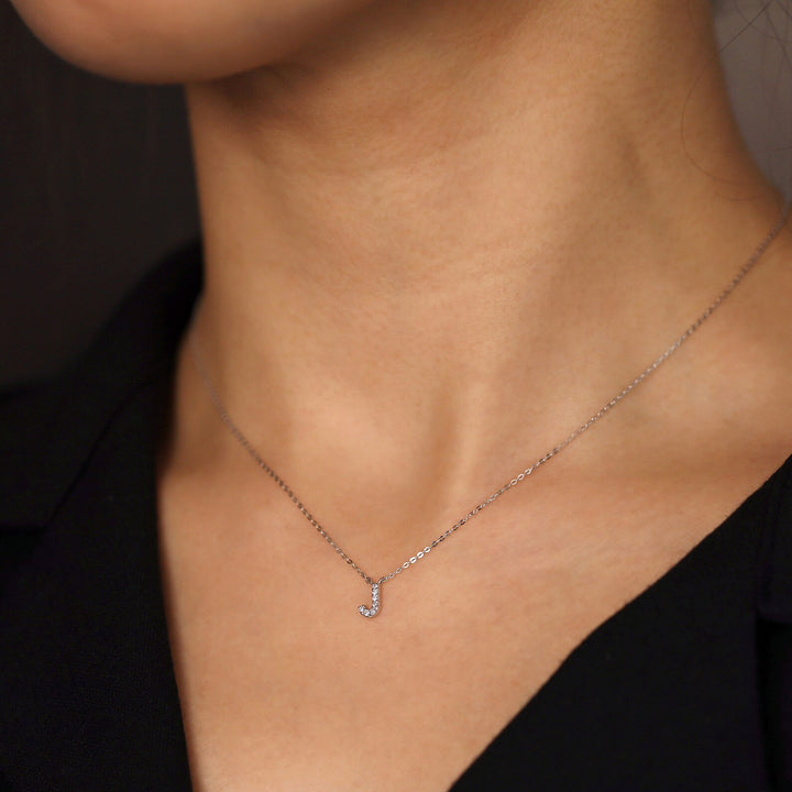 14K Solid Gold Diamond Initial Necklace – Personalized Bezel Letter Pendant